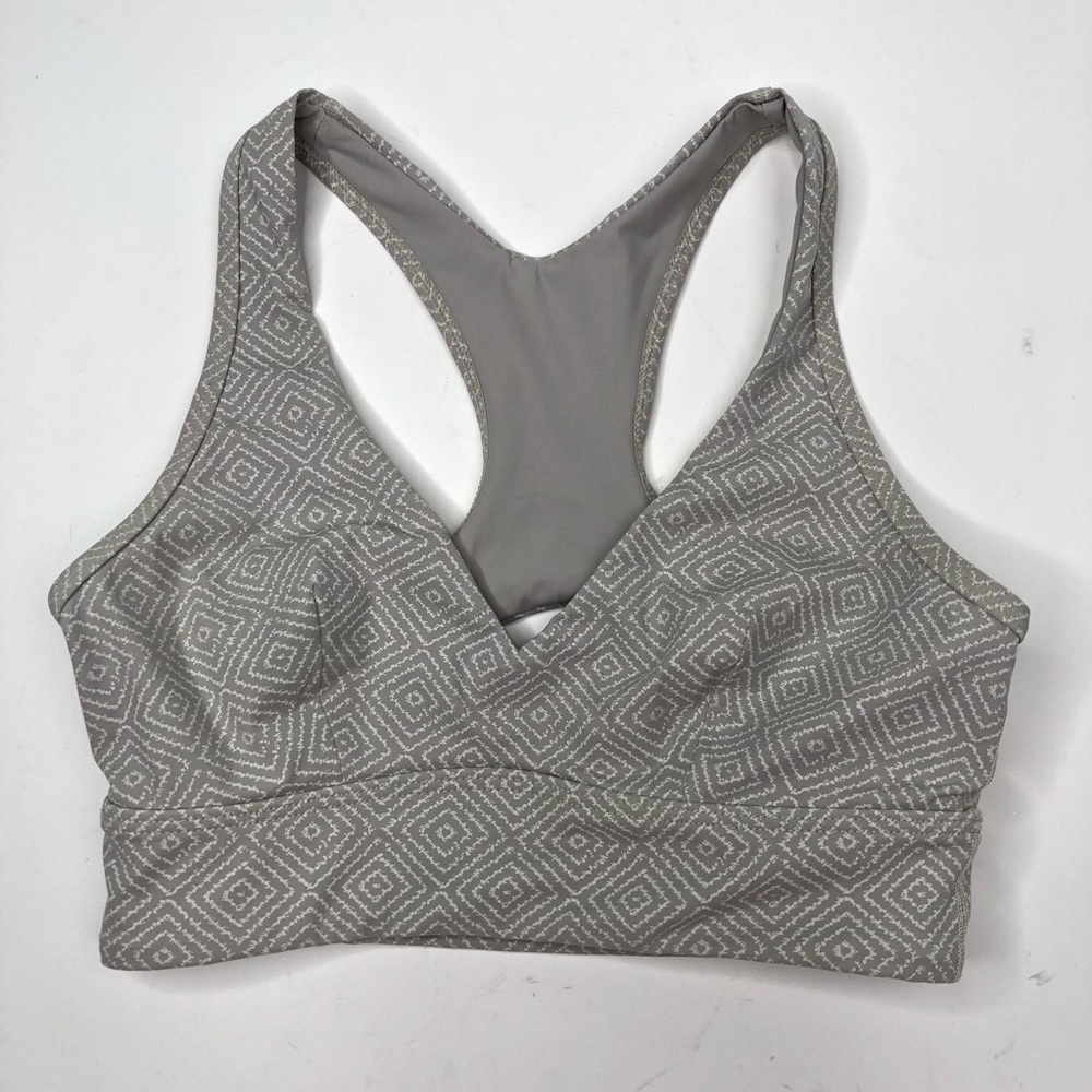 RUNNING Bare Light Grey Geometric Diamond Racerback Active Sports Bra SIZE XS